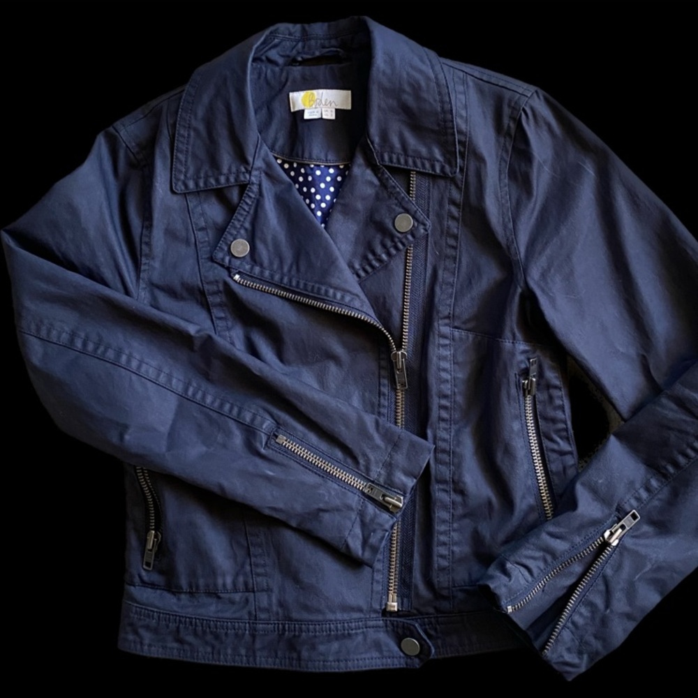 Boden Wren Dark Navy Moto Biker Jacket - size 2